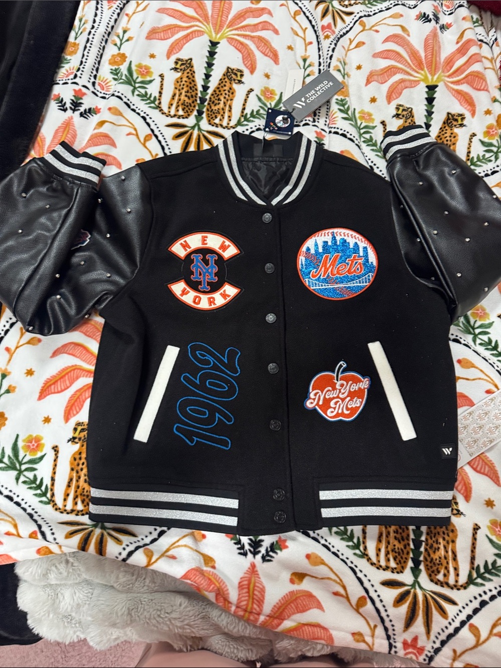 Anthropologie X The Wild Collective MLB New York Mets Letterman Jacket